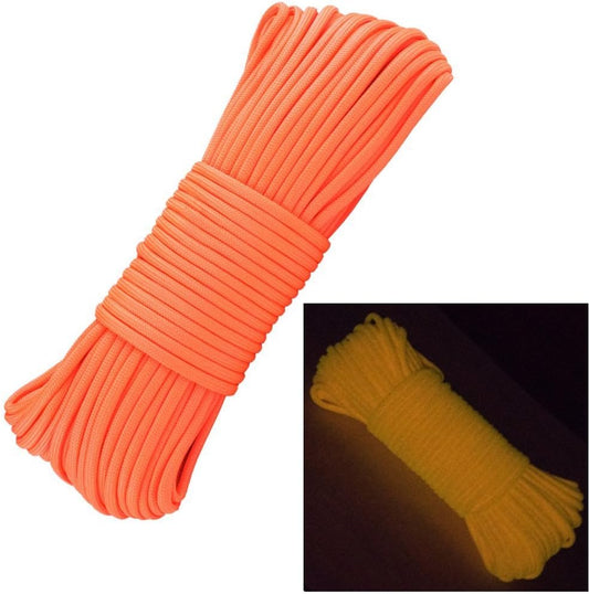 Glow in The Dark Zesty 550lb Paracord – 21 Strand Luminous Parachute Cord for Nighttime Outdoor Utility – 8 Colors and Length Options of 25', 50’, 100’, and 1,000’