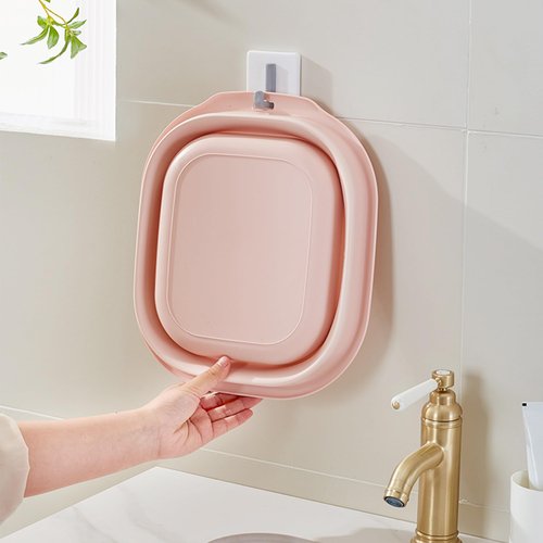 Daimix Collapsible Wash Basin Set of 2, Foldable Small Medium Size Wash Basin, Portable Plastic Basins for Laundry, Bottles, Travel, Camping (Pink)