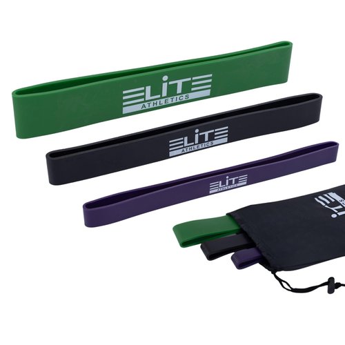 Heavy Short Power Resistance Bands by Elite Athletics Set of 3, Deadlift Band, Glute Activation, Booty Exercise, Hip Band and Dynamic Warm Up Plus Carry Bag