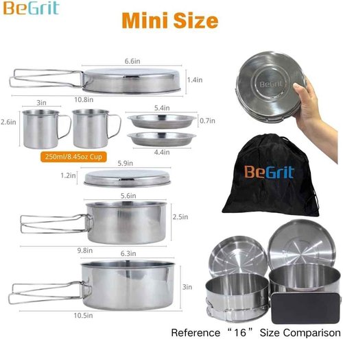 Backpacking Cookware Set - Mini Camping Mess Kit with Pot & Pan for Hiking