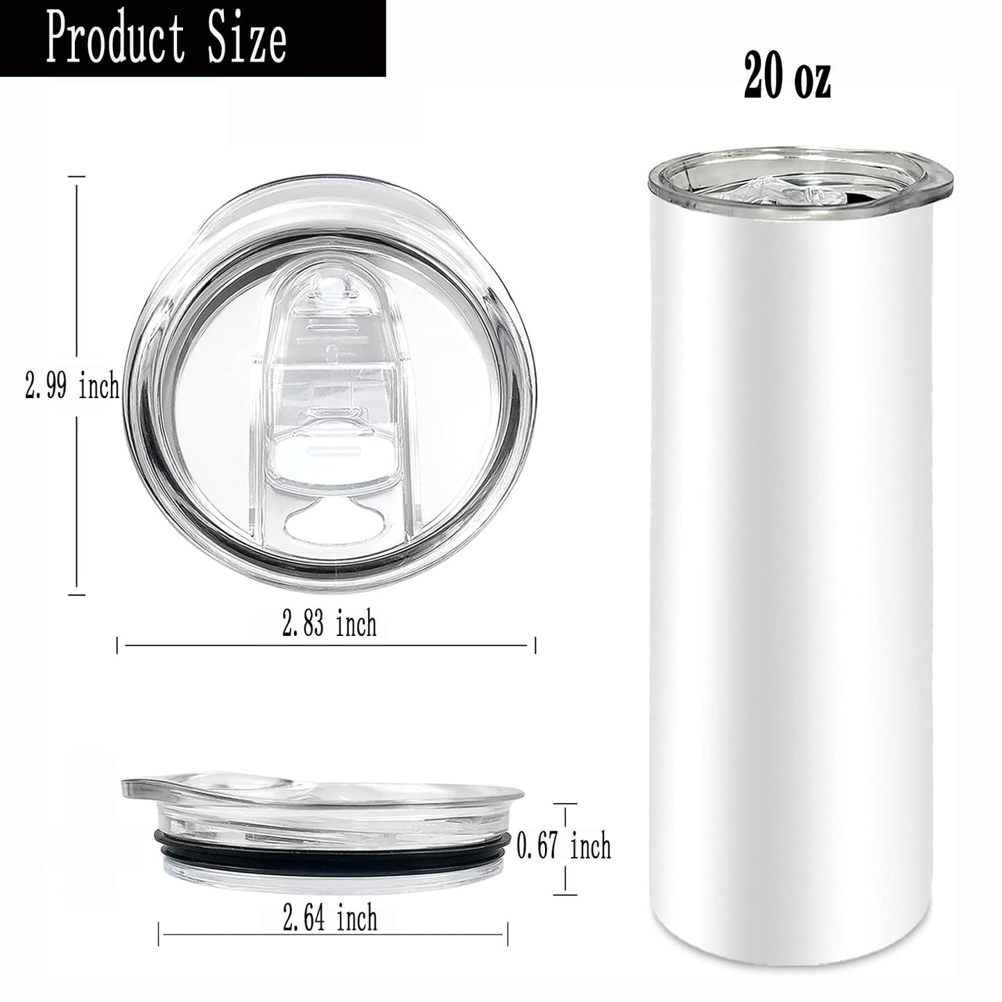 20 oz skinny tumbler lid replacement Plastic Lids Splash Resistant Covers Spill Proof Skinny Cup Covers for Mouth Tumbler Cooler Cup (Clear, 2Pack)