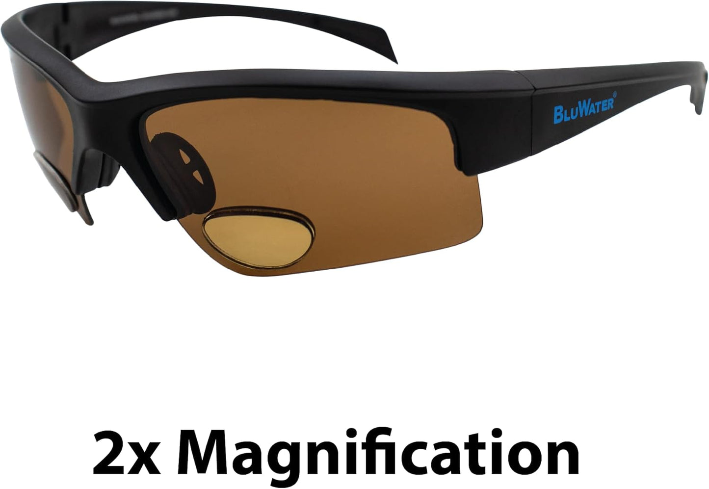 Global Vision BluWater Polarized Bifocal Sunglasses For Men & Women Fishing Glasses With Bifocals +2.0 Magnification Black Frame w/Polarized Brown Lenses