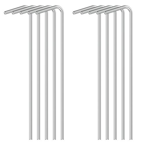 Raynesys Galvanized Tent Stakes 10 Pack, Heavy Duty Camping Stakes with Hook, 7 Inch Metal Tent Stakes, Tent Garden Stakes for Camping, Canopies, Gardening, Outdoor Decorations