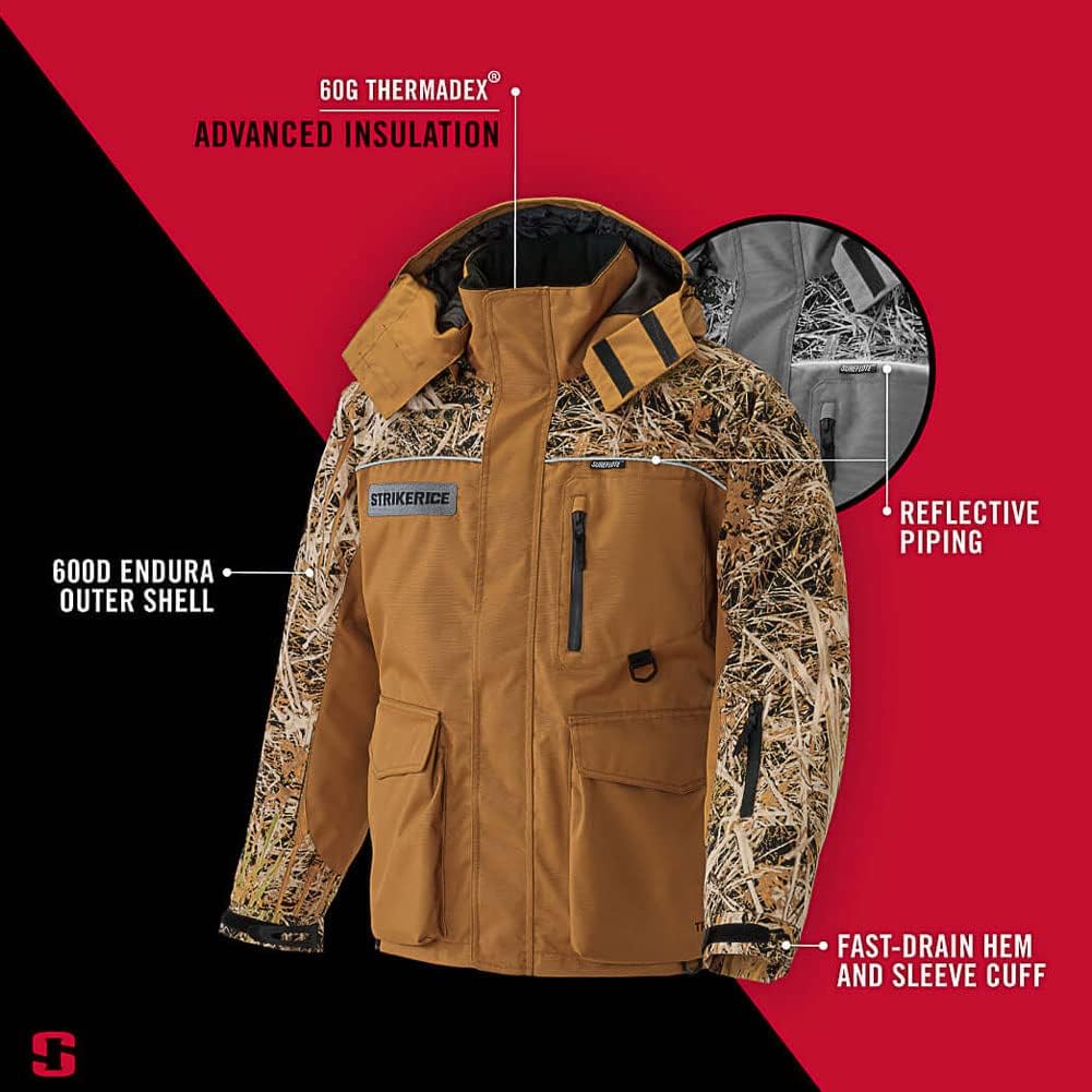 Striker Men's Cold Weather Durable Windproof Water-Resistant Breathable Outdoor Fishing Trekker Jacket with Removable Hood