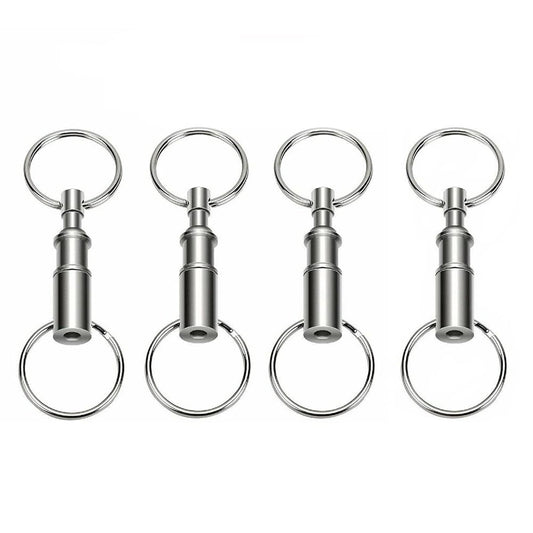 Quick Release Detachable Pull Apart Keychain Key Rings Clip Double Spring Split Snap Seperate Lock Holder Silver (4PCS)
