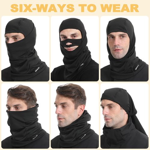 Sireck Balaclava Ski Mask, Fleece Thermal Winter Face Mask for Men Women, Full Face Cover Cold Weather Gear for Skiing Motorcycle Hunting Cycling(Black)