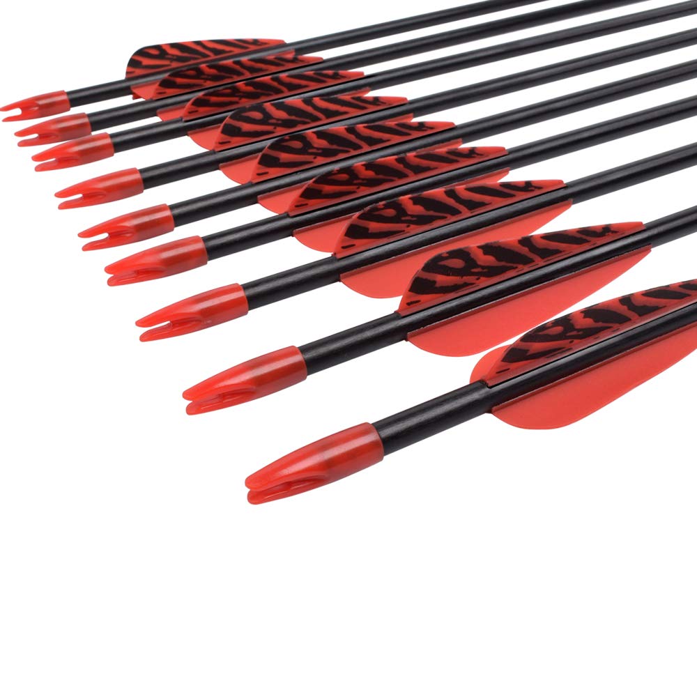 Fiberglass Arrows Archery 24 Inch Target Shooting Practice Safetyglass with Red Spots Vanes for Recurve Bows Suitable for Youth Children Woman Beginner 6 PCS
