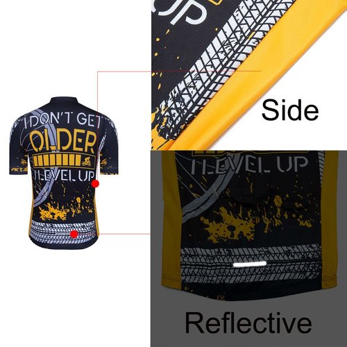 Tire Marks Cycling Jersey Men, Short Sleeve Mountain Dirt Bike Shirt MTB Clothing Biking Gear Tops Riding Road Outfit BMX Clothes Bicycle Apparel Ciclismo Uniform Large