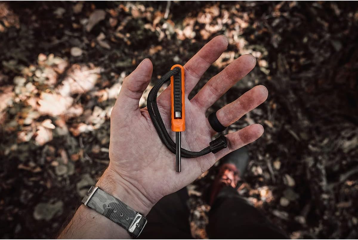 EXOTAC - polySTRIKER Lightweight Ferrocerium Fire Starter with Snap-in Striker for Emergency Kits, Campfires, Hiking, and Survival Supplies