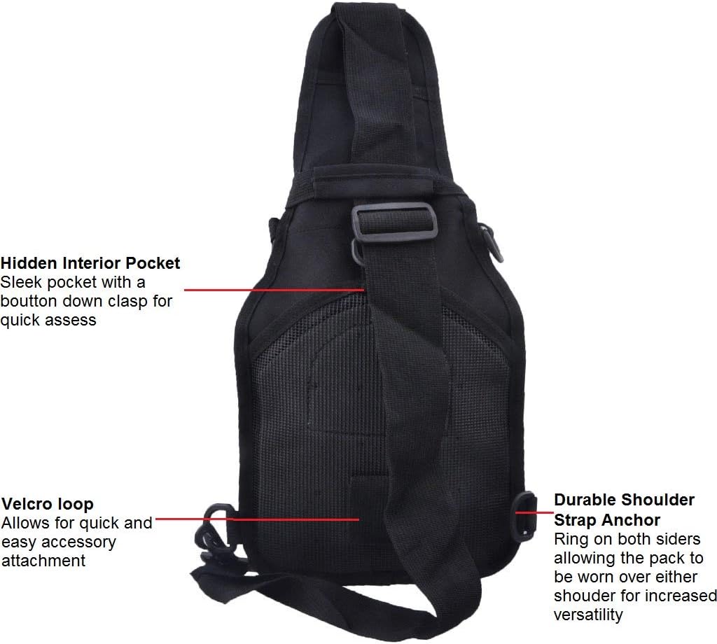 Military Tactical Sling Backpack for Outdoor Sports - FAMI Everyday Carry Bag (Black)