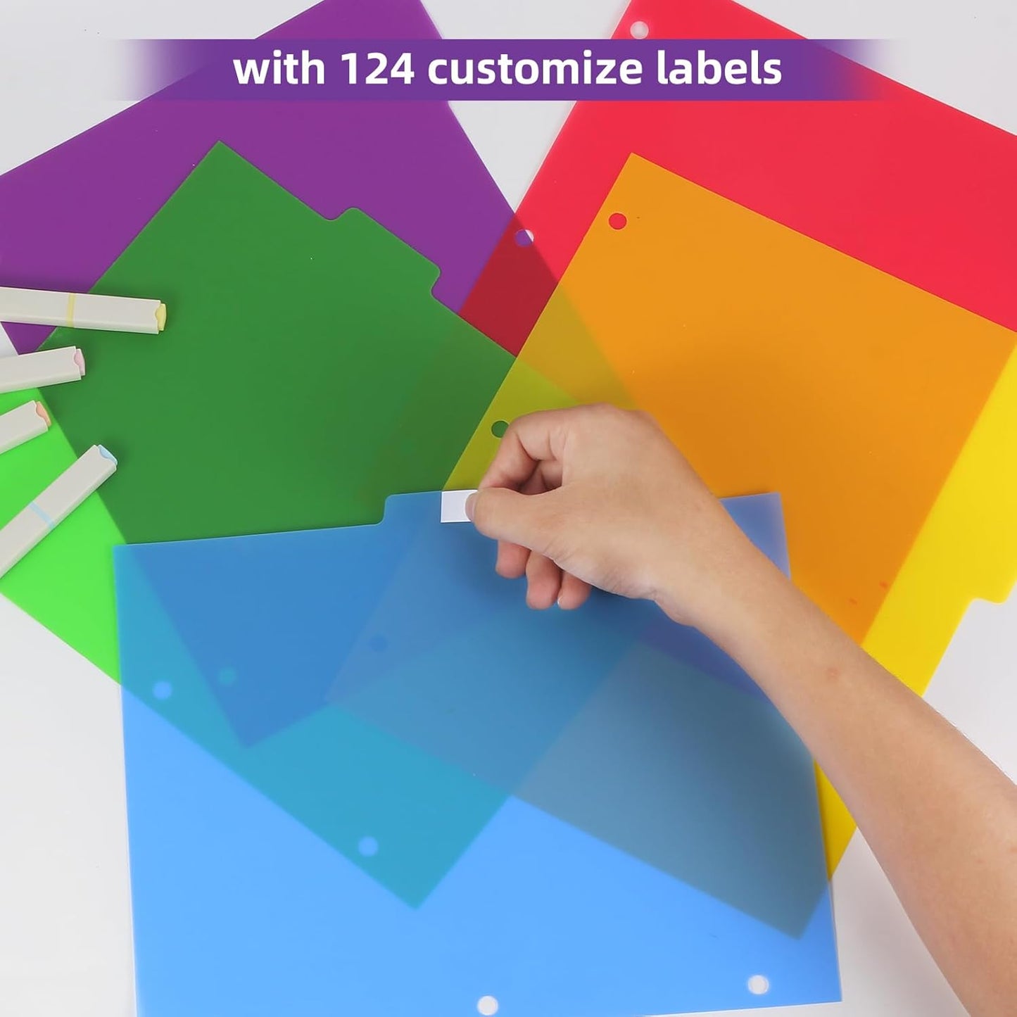 Colorful Binder Dividers with Tabs,Plastic Index with 8-Tabs,for 3 Ring Binder,6 Sets