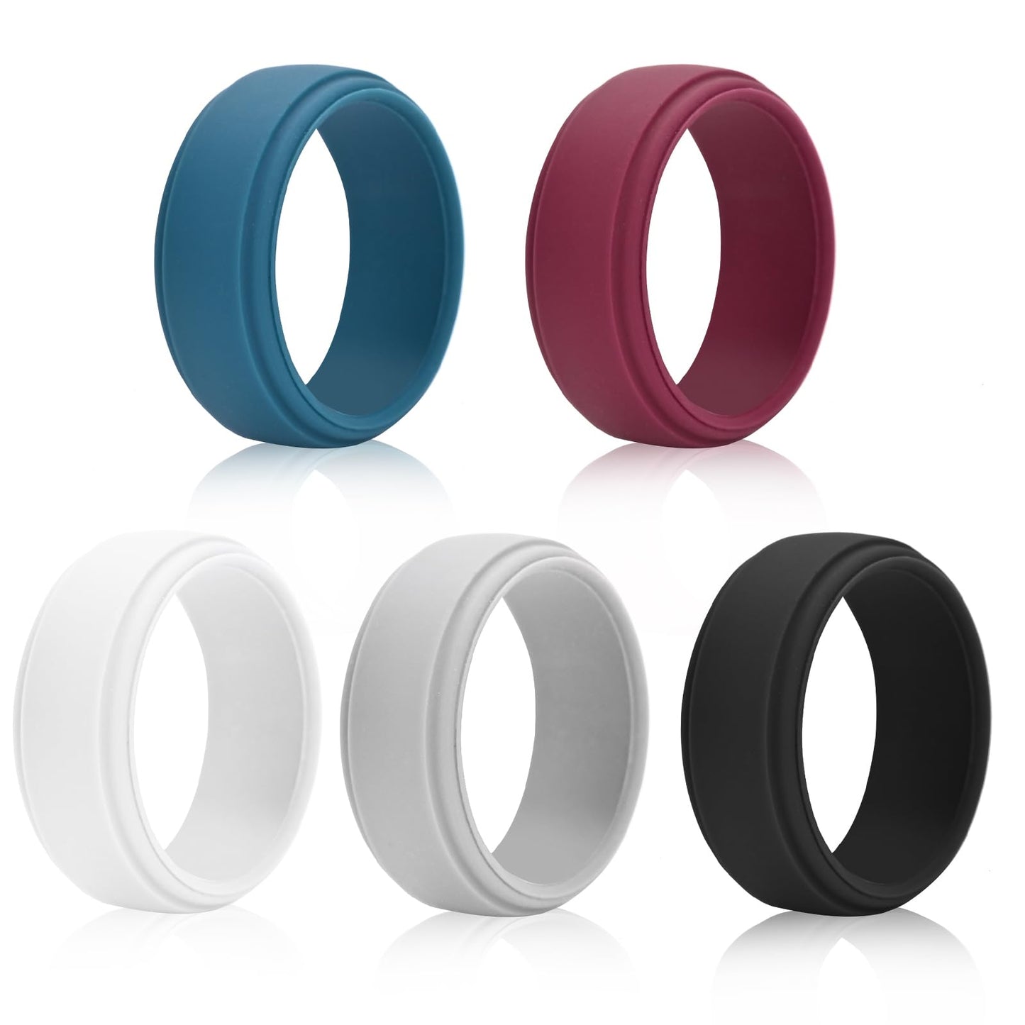 Gdabuzz 5 Packs Wedding Band for Men Women Flexible Comfort Sport Silicone Ring (21.1)