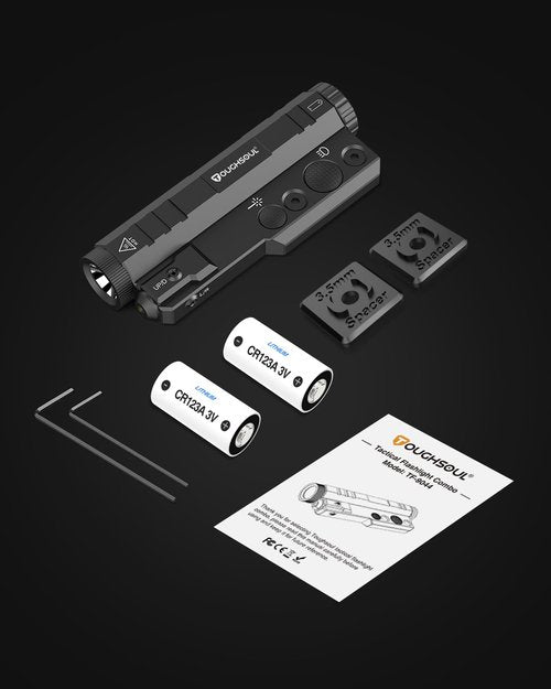 TOUGHSOUL Mlok Flashlight Laser Sight Combo, 1450 Lumen Max Light with Green Laser, Momentary Strobe Function Replaceable Battery Included