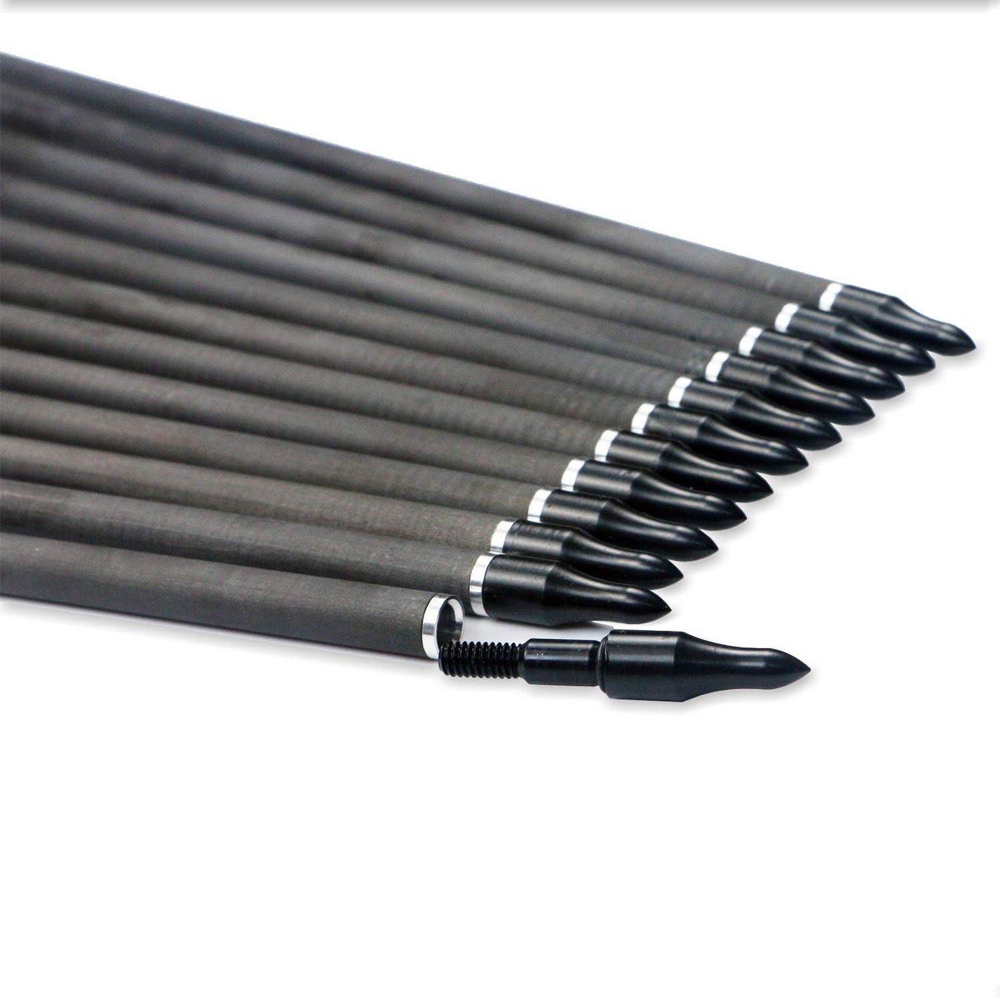 30inch Carbon Arrow Fluorescence Color Targeting and Practice and Hunting Arrows for Compound Bow and Recurve Bow with Removable Tips(Pack of 12)