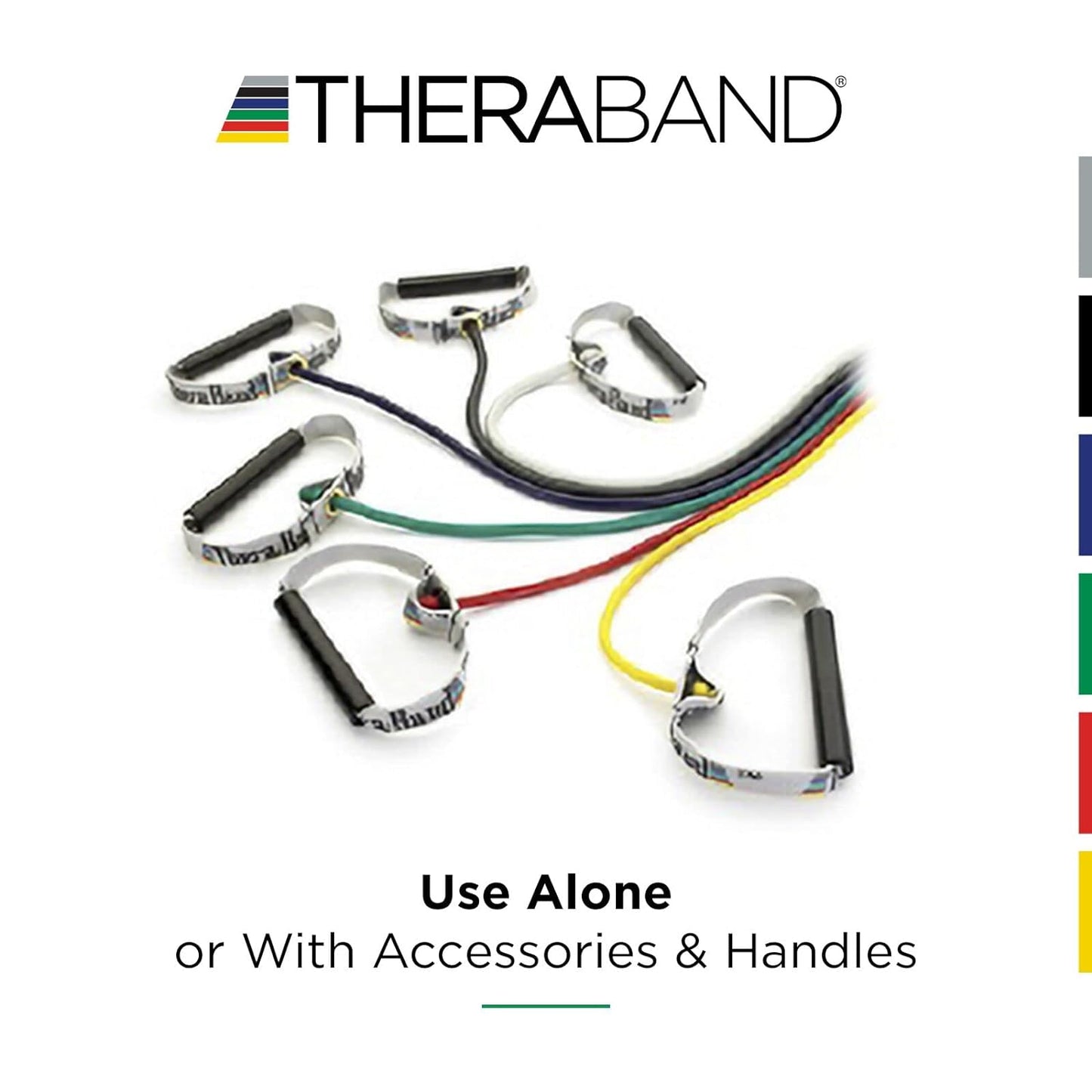 THERABAND Resistance Tubes, Professional Latex Elastic Tubing with Hard Handles For Exercise, Physical Therapy, Lower Pilates, At-Home Workouts, & Rehab, 48 Inch, Green, Heavy, Intermediate Level 1