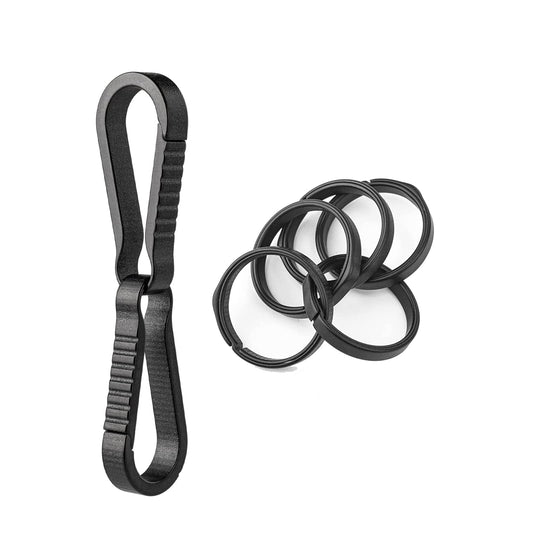 TISUR Titanium Key Chain Clip Hook+Quick Release Side Pushing Split Rings Kit