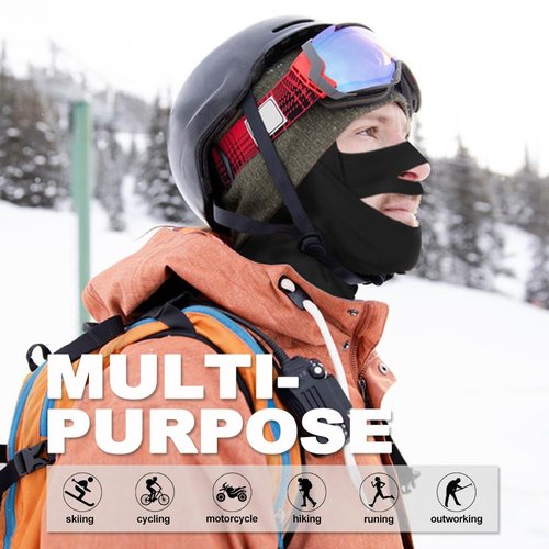 Sireck Balaclava Ski Mask, Fleece Thermal Winter Face Mask for Men Women, Full Face Cover Cold Weather Gear for Skiing Motorcycle Hunting Cycling(Black)