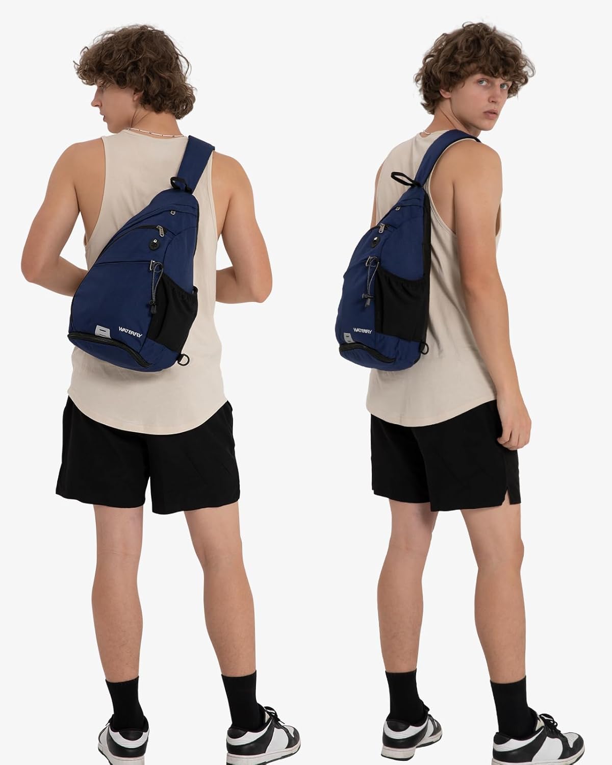 WATERFLY Large Crossbody Sling Bag: Over Shoulder Backpack Daypack Casual Cross Chest Side Pack