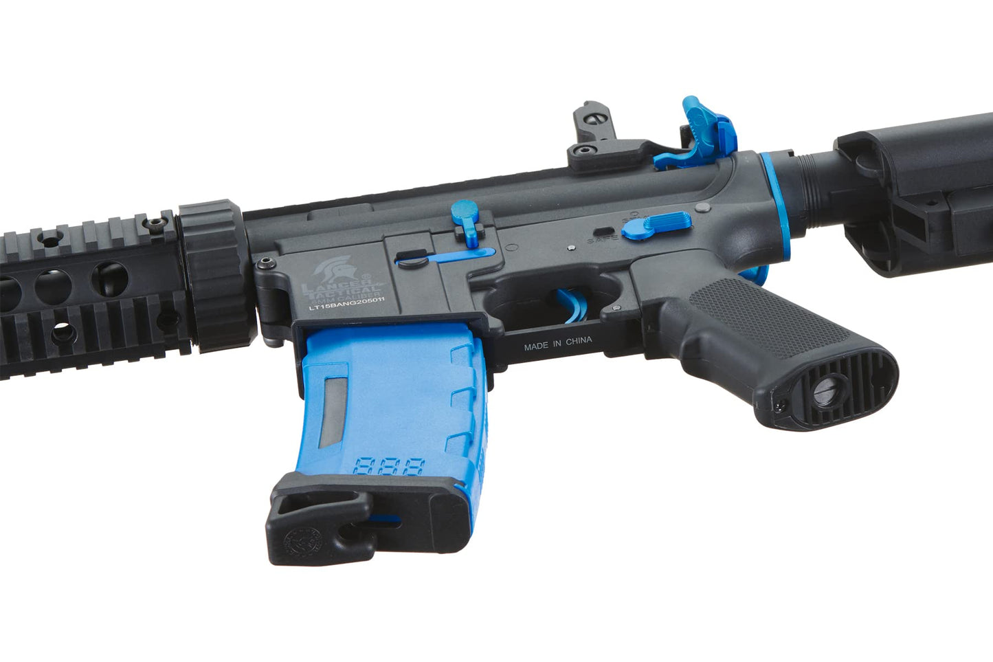 Lancer Tactical Gen 2 M4 SD Blue Carbine Combo Airsoft AEG Rifle with Red Dot Sight (9.6v Nimh Battery, Charger, 1000 Rounds 0.20g BBS Included)