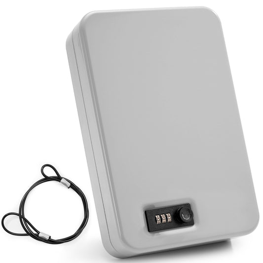 Arvilon Gun Safe, Car Gun Safe for Handgun with Combination Lock, Pistols safe Lock Box for Handgun, 11.4"x 7.5"x 2.5" Portable Hand Gun Safe Lock Box for Car, Home, Travel, Gray