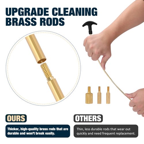 Universal Gun Cleaning Kit for All Caliber Compatible with Pistol Rifle Handgun Shotgun Hunting with Brass Rods and Cleaning Stand