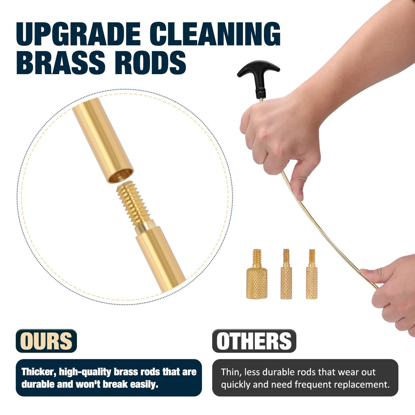 Universal Gun Cleaning Kit for All Caliber Compatible with Pistol Rifle Handgun Shotgun Hunting with Brass Rods and Cleaning Stand