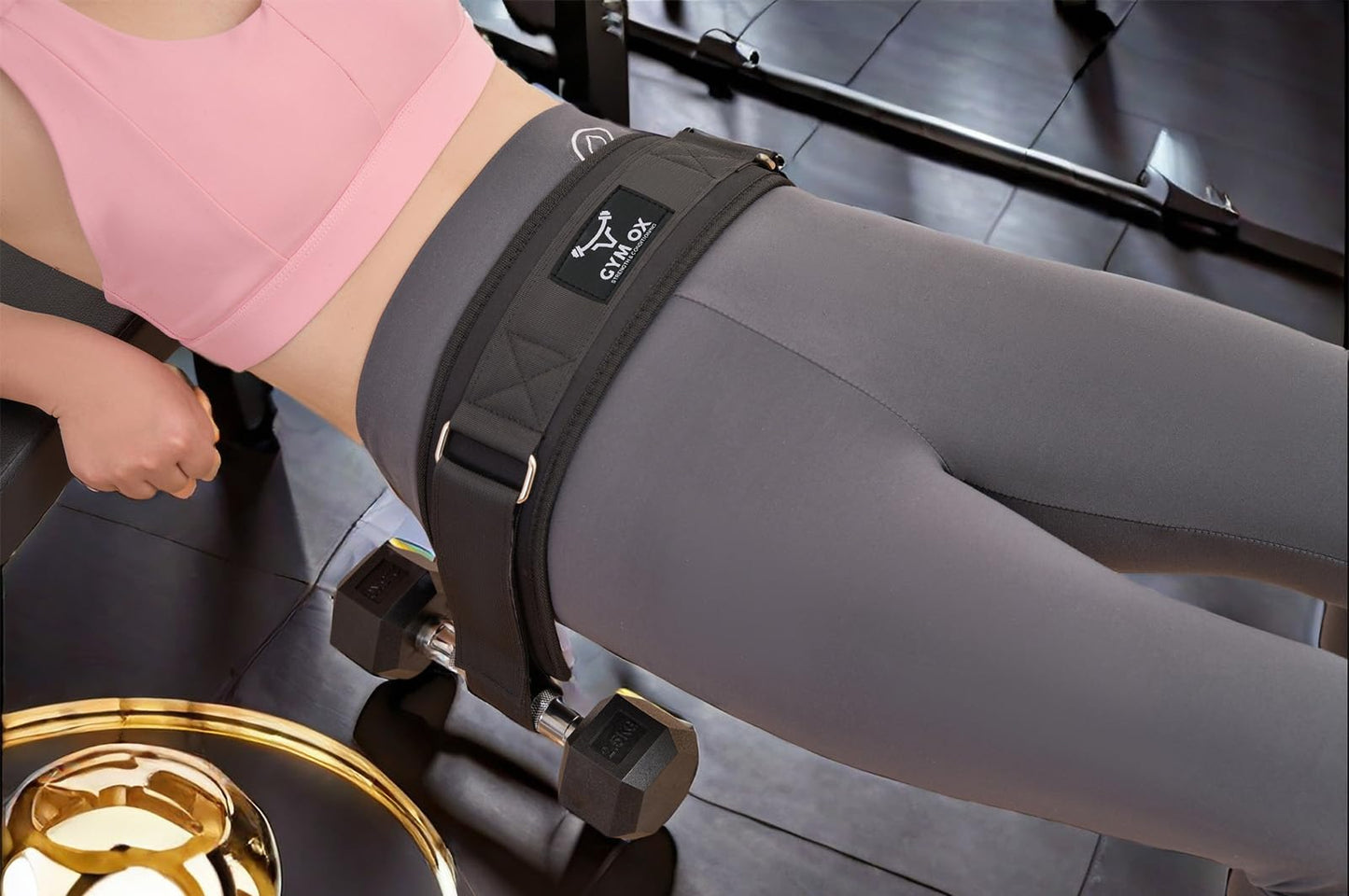 Exercise Hip Thrust Belt for Dumbbells Heavy,Hip Thruster, Dumbbell Hip Thrust Belt for Weights Hip Thrust Bar,Booty Belt for Hip Thrust Black