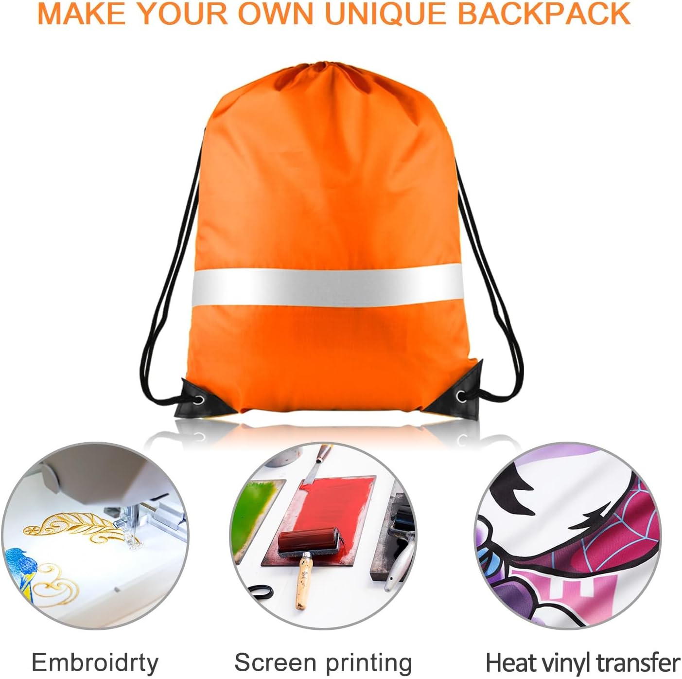 KUUQA 15 Pack Drawstring Backpack Bag Bulk Reflective Backpack String Bags Cinch Sack Backpack for Team Yoga Sport Gym Traveling