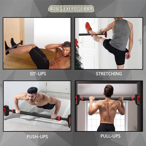 Pull Up Bar for Doorway, Strength Training Upper Body Workout Chin Up Bar with Level Meter and Adjustable Width No Screw Installation for Home Gym Exercise Fitness