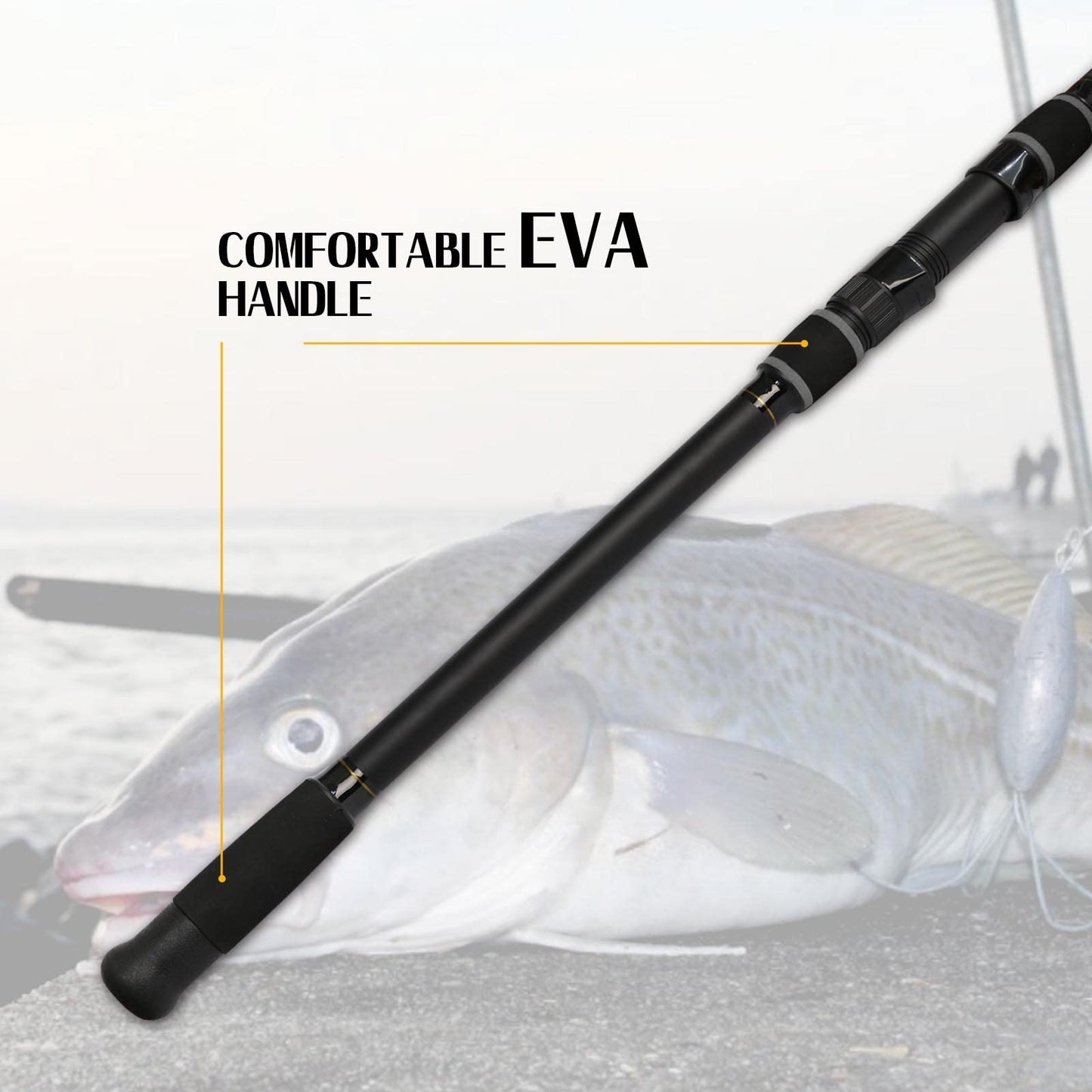 Fiblink Surf Fishing Rod 3 Piece Portable Travel Casting Rod Saltwater Surf Rod 10ft