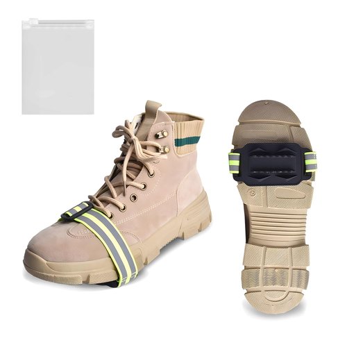 MATTISAM Ice Cleats, Highly Elastic Traction Cleats Grippers with Storage Bag, Rotatable Mid-Sole Studded Traction Boots Shoes Bands, Anti Slip Ice Snow Grips Crampons for Walking Jogging Hiking