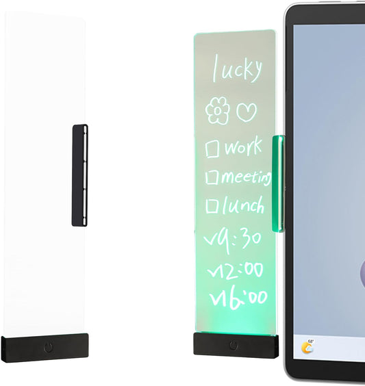 LED Memo Board with Sticky Note Holder, Clear Acrylic Computer Monitor Organizer, Office Supplies, Work from Home Essentials, Multifunction Workspace Accessories