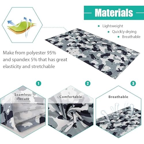 Sun Protection Face Mask Neck Gaiter - 9 Pack Breathable UV Protection Scarf for Men & Women, Hiking, Cycling, Fishing