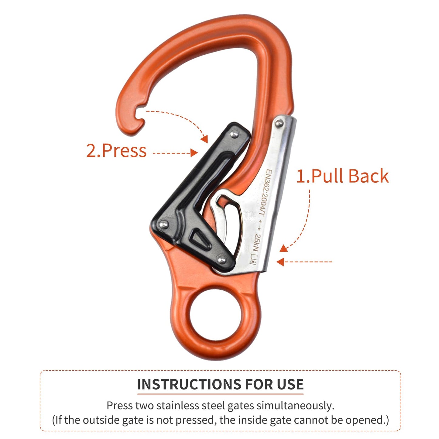 S.E.PEAK 25kN Aluminum Snap Hook, Lightweight Double Lock Captive Eye Forged Hook Clip, Rescue Gear Equipment for Climbing, Tree Work