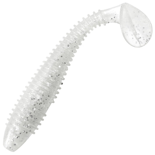 Little Soft Plastic Swimbaits, 75/60 PCs, 2.5"/3" Full Solid Body Paddle Tail Lures with Dia 0.44"/0.46", CWSDXM Fishing Baits, Thin Rib Shad for Trout Crappie Bass, Swimmers(3", White)