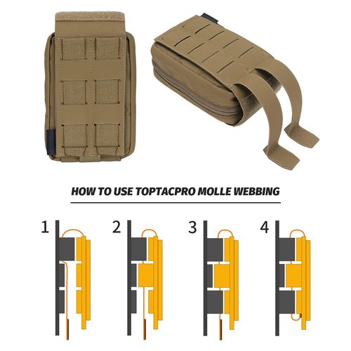 TOPTACPRO Small Tactical Medical Pouch Rip-Away MOLLE IFAK Pouch for Camping Hunting Traveling 500D Nylon (Coyote Brown)