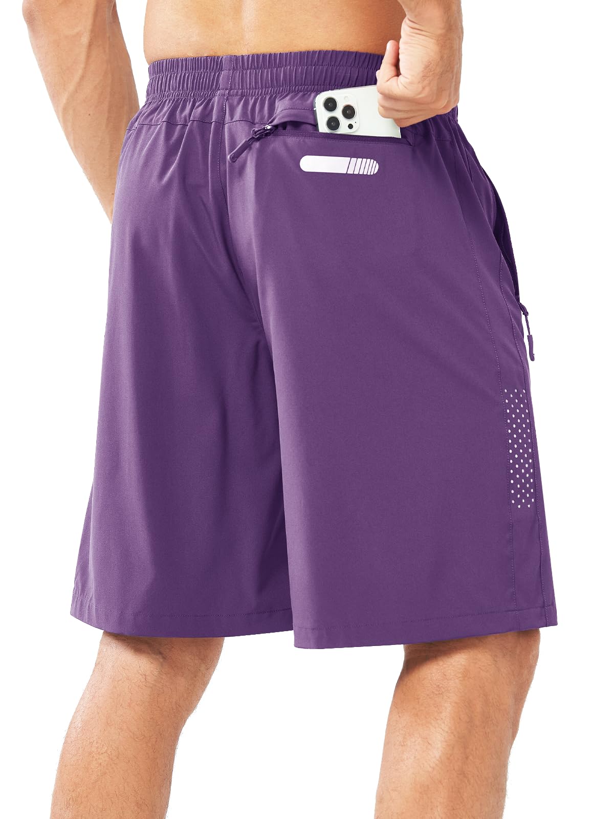 NORTHYARD Men's Athletic Running Shorts Gym Workout 7"/9"/5" Quick Dry Lightweight Sports Basketball Tennis 3 Zipper Pockets PURPLE-9inch L