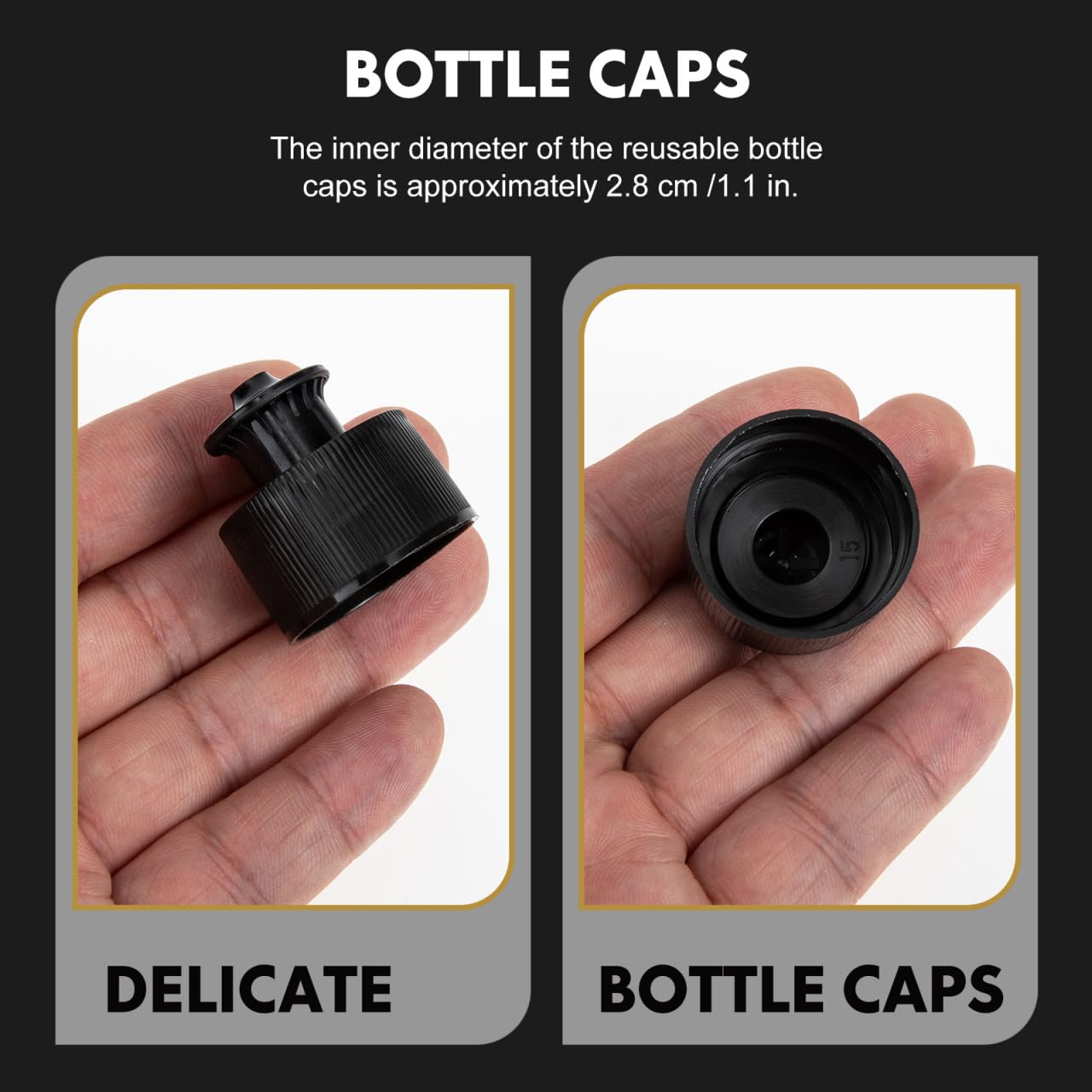 Amosfun 20pcs Push Pull Caps for 28 mm Plastic Water Bottles - Sports Water Bottle Lid Replacements Leak-Proof and Easy to Use Black