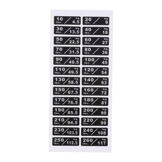 10-260lbs/4.5-117kg Weight Stack Labels Custom Weight Plate Stickers Gym Equipment Sticker Fitness Equipment Stickers