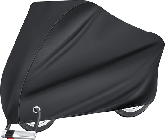 Puroma Bike Cover for 1 bike, Outdoor Waterproof Bicycle Covers Rain Sun UV Dust Wind Proof with Lock Hole for Mountain Road Electric Bike (Basic Black)