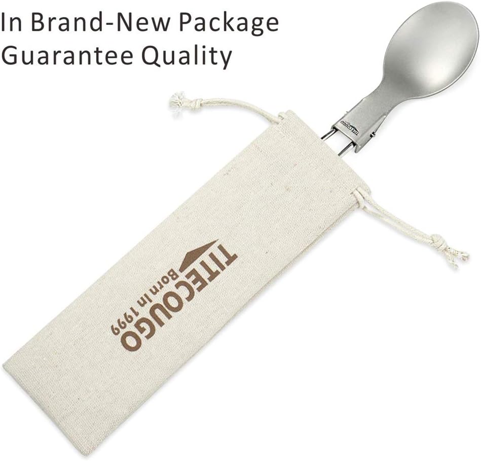 GADIEMKENSD Ultralight Outdoor Titanium ladle Healthy Camping Scoop Folding Spoon 18g