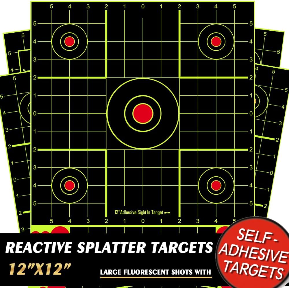 ATFLBOX 12x12 inch Splatter Paper Targets and Adhesive Target Papers.Shooting Outdoor and Indoor. Rective Shooting Targets for Air Gun - Rifle - Pistol - Airsoft - Air Rifle