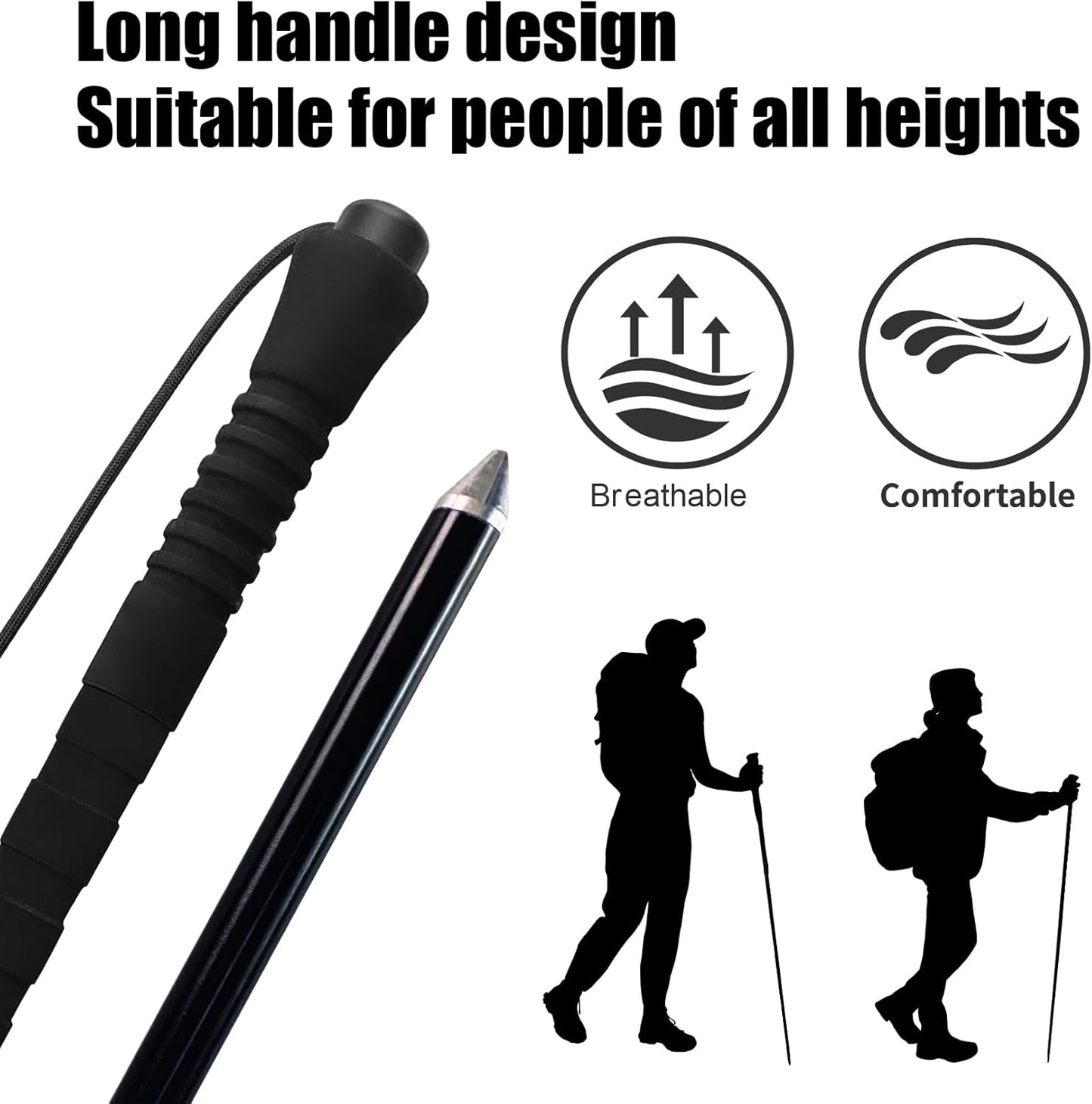 Aventik Fold-able Wading Staff Water Depth Safety Warning Sign Coated Stainless Steel Core T7075 Aluminum Body Corrosion Resistance