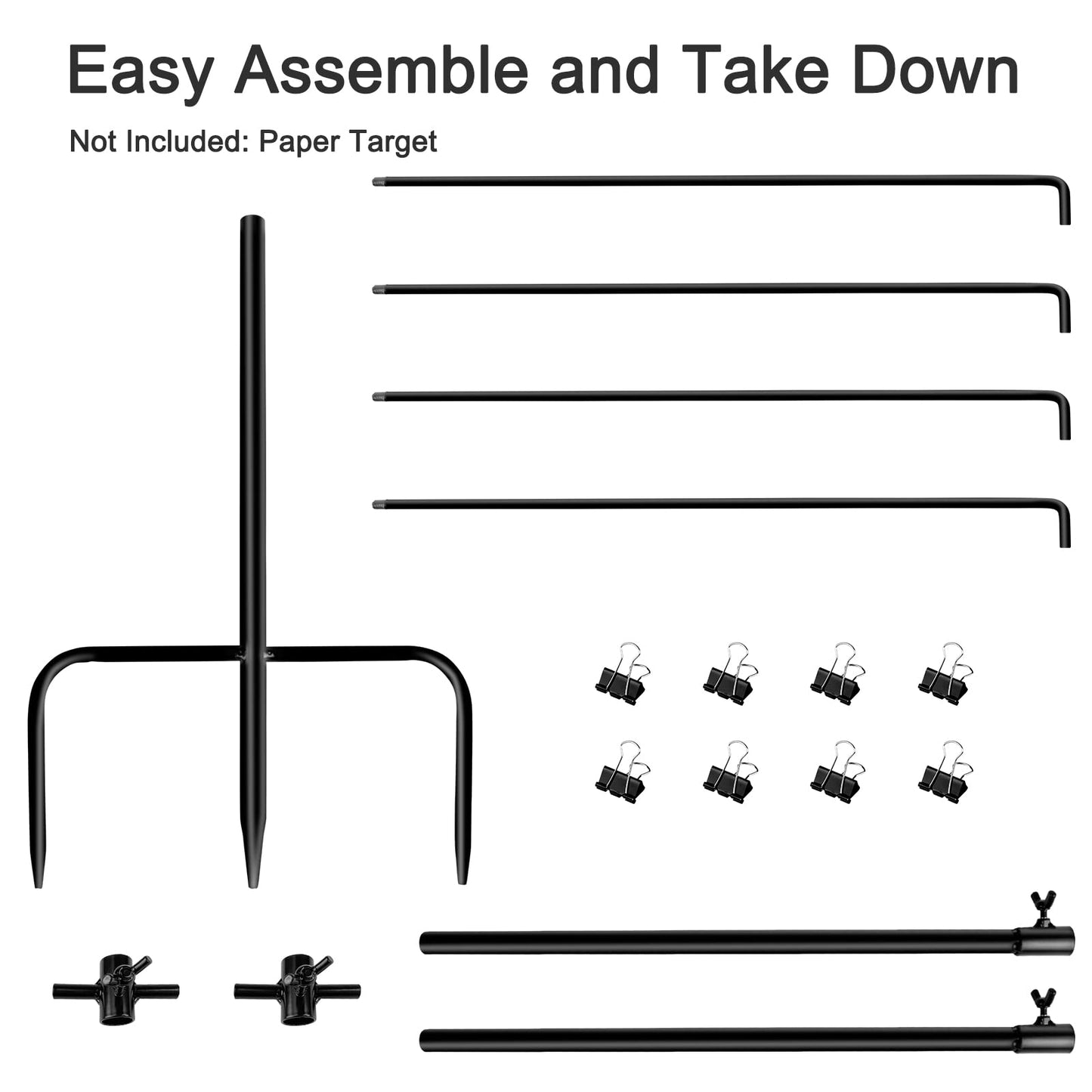 EZYoutdoor Adjustable Shooting Target, Target Stands for Shooting Range, 8 Clips Included, Ideal for BB Gun, Airsoft, Pellet, Pistol, Firearms, Rifle, Shotgun Practice