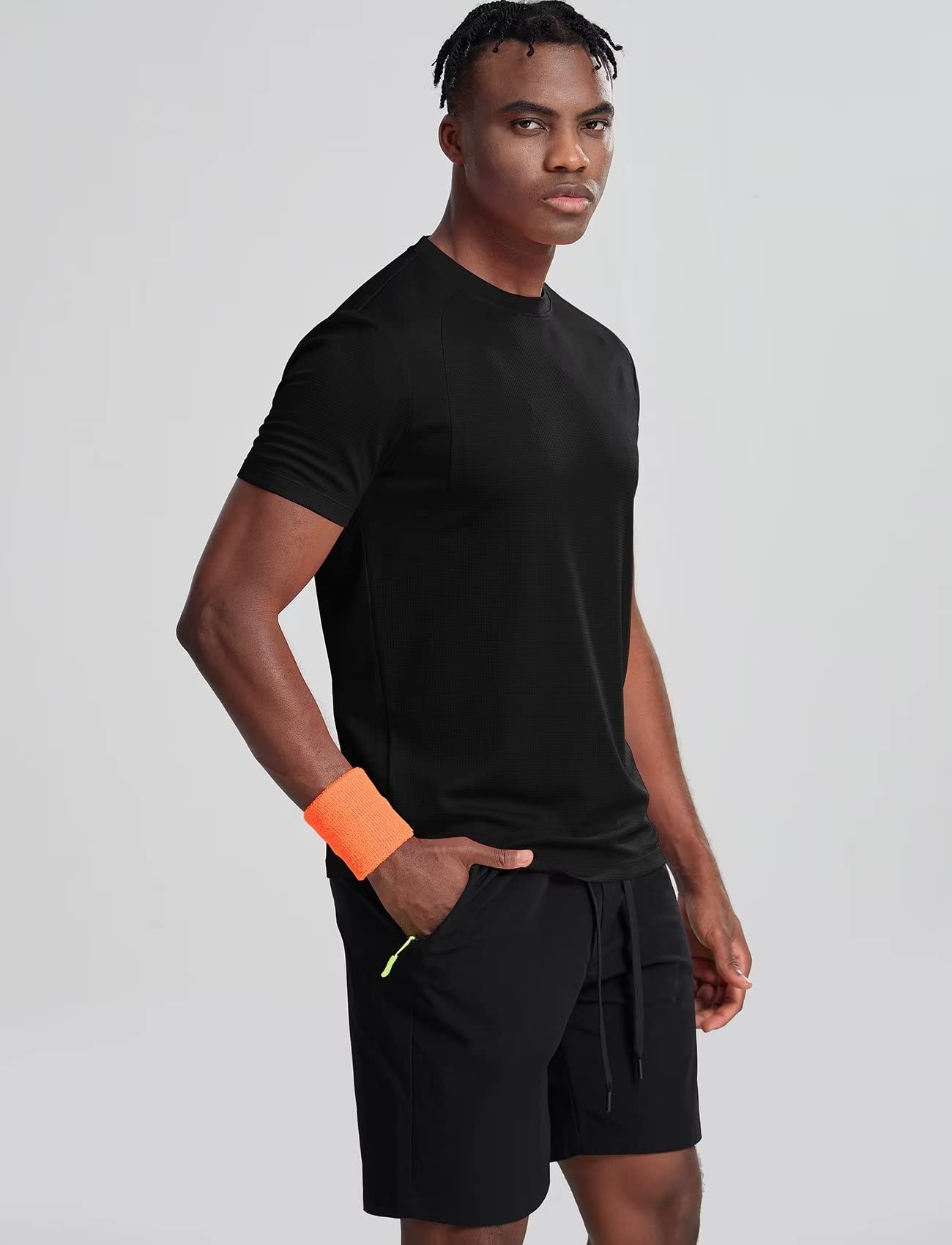 Athletic Shirts for Men Dry Fit (Black,XL)