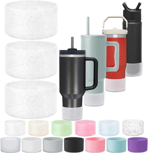 UXCRX 3Pcs Silicone Stanley Cup Boot, 30 Oz & 40 Oz & IceFlow 20oz 30oz & Hydro Flask 12-24oz, Silicone Water Bottle Bottom Sleeve Bumper Cover UX-09