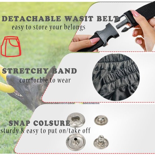 suweisua Dog Trainer Apron for Men Women with Big and Deep Pockets, Pet Handler Treat Waist Pouch for Holding Dog Stug Toy, Training Dummies, Rope (Red-L)