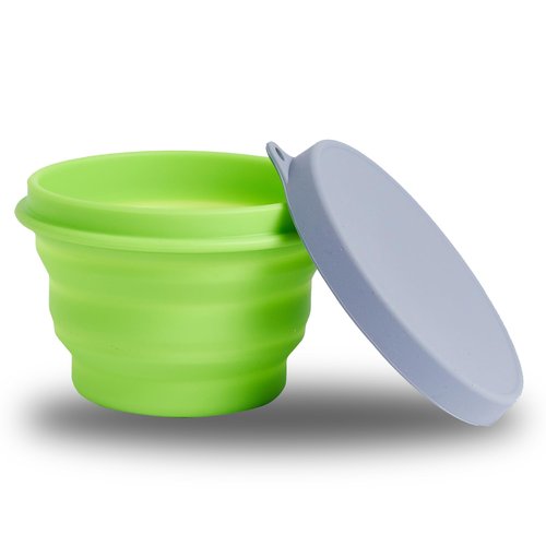PRO OUTDOOR Collapsible Bowl - Silicone, BPA-Free Food Storage Container, Microwave & Dishwasher Safe, Easy to Clean Non-Staining Foldable Mixing Bowl for Travel, Camping, Hiking - Green, 300ml