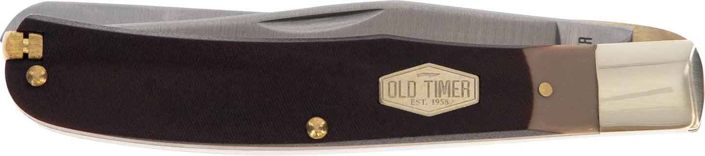 Old Timer 97OT Buzzsaw Trapper 7.8in S.S. Traditional Folding Knife with 3.7in Clip Point Blade and Sawcut Handle for Outdoor, Hunting, Camping and EDC