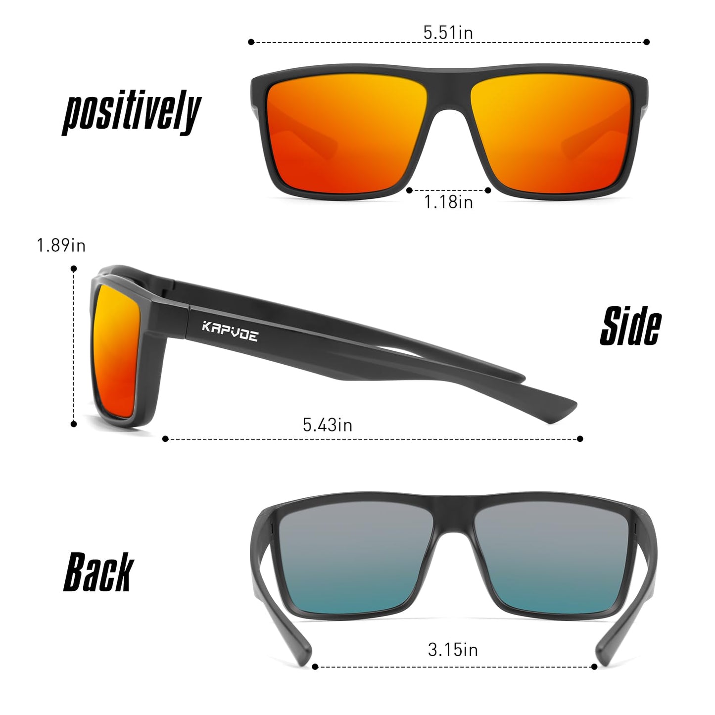 KAPVOE Polarized Sports Glasses Sunglasses UV400 Protection for Men Women Running Golf Cycling Fishing MTB Driving Baseball Softball Outdoor 01